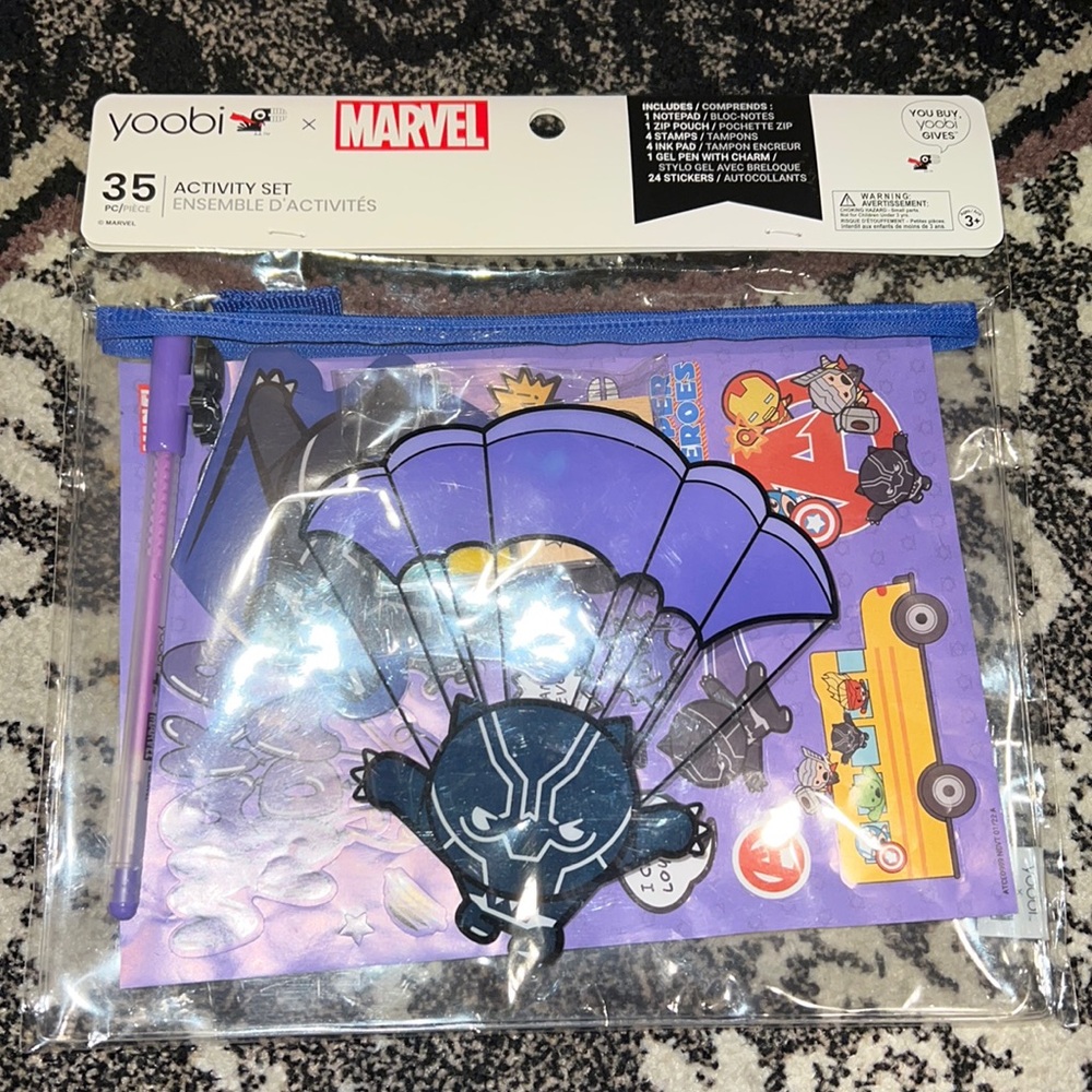 NWT Yoobi Marvel Black Panther Activity Set + Shuri eraser